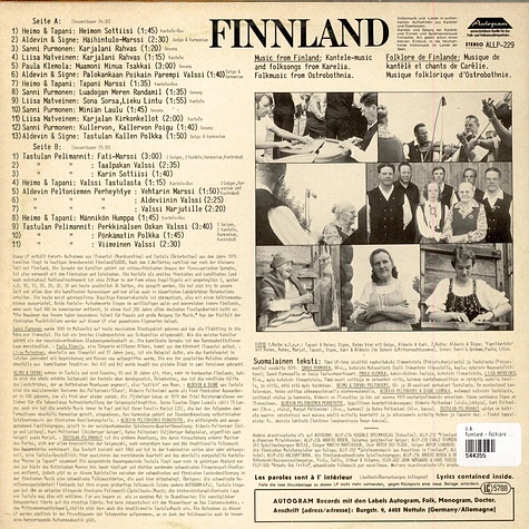 V.A. - Finnland - Folklore - Karelien & Österbotten In Authentischen Aufnahmen