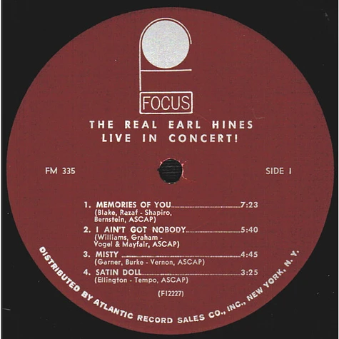 Earl Hines - The Real Earl Hines Recorded Live! In Concert