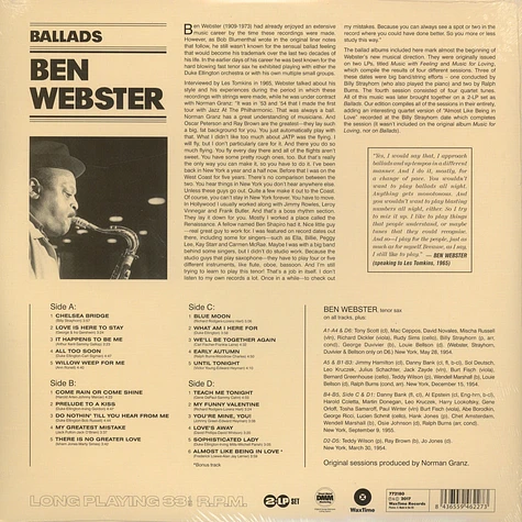Ben Webster - Ballads Gatefold Edition