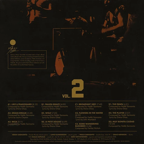 Heikki Sarmanto Serious Music Ensemble - The Helsinki Tapes Volume 2 Orange Vinyl Edition