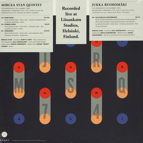 Mircea Stan Quartet / Jukka Ruohomäki - Jazz-Liisa 12 Colored Vinyl Edition