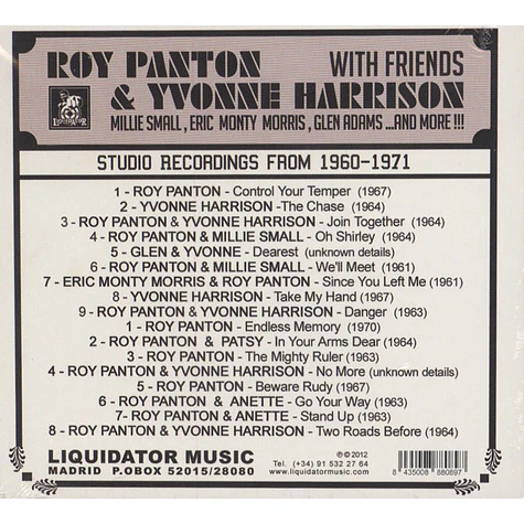 Roy Panton & Yvonne Harrison and Friends - Studio Recordings 1961-1970