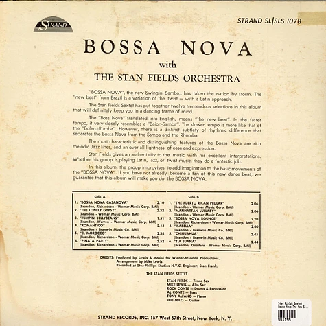 Stan Fields Sextet - Bossa Nova The New Swinging Samba