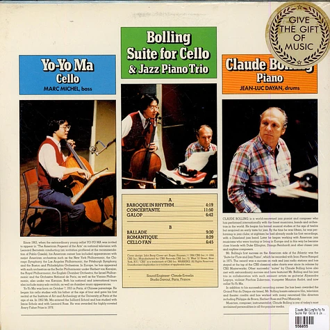 Claude Bolling, Yo-Yo Ma - Suite For Cello & Jazz Piano Trio