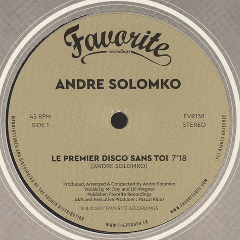 Andre Solomko - Le Premier Disco Sans Toi