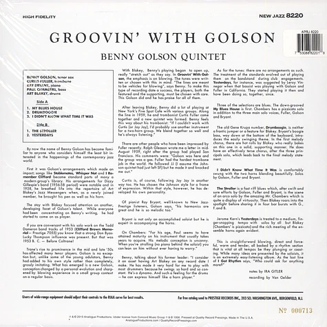Benny Golson - Groovin' With Golson 200g Vinyl Edition