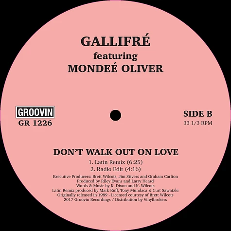 Gallifre - Don't Walk Out On Love Frankie Knuckles Remix