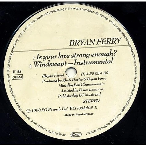 Bryan Ferry - ... Is Your Love Strong Enough?