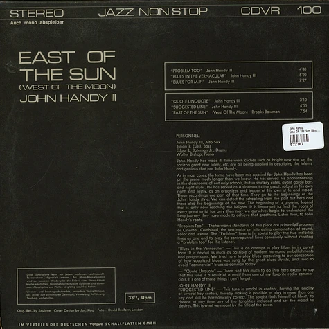 John Handy - East Of The Sun (West Of The Moon)