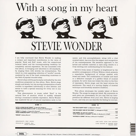 Stevie Wonder - With A Song In My Heart Gatefold Sleeve Edition