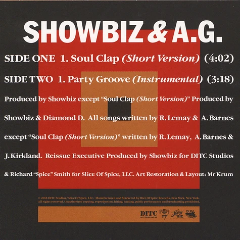 Showbiz & AG - Soul Clap / Party Groove Instrumental Colored Vinyl Edition