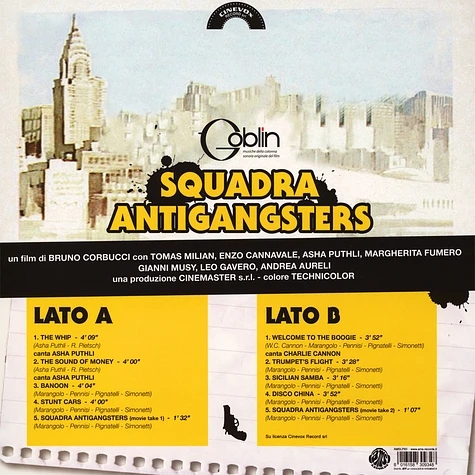 Goblin - OST Squadra Antigangsters Blue Vinyl Edition