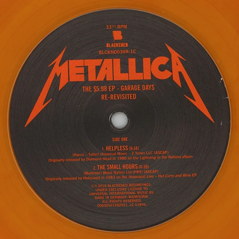 Metallica - The 5.98 EP - Garage Days Revisited Orange Vinyl Edition
