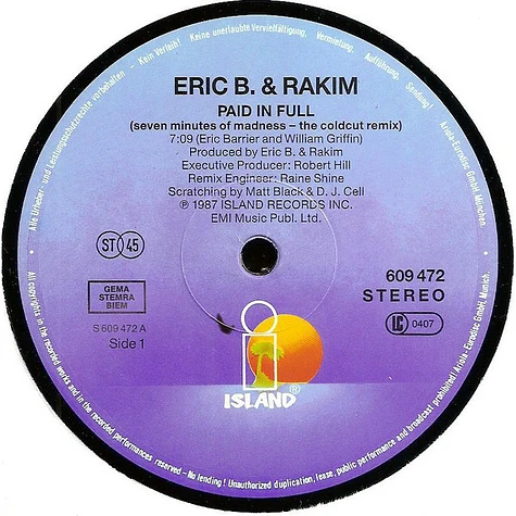 Eric B. & Rakim - Paid In Full (Seven Minutes Of Madness - The Coldcut Remix)