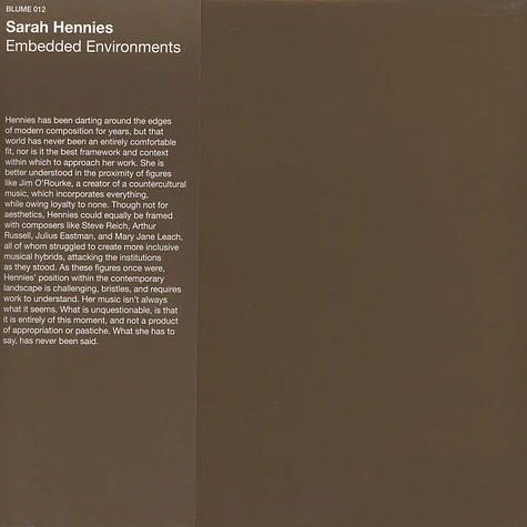 Sarah Hennies - Embedded Environments