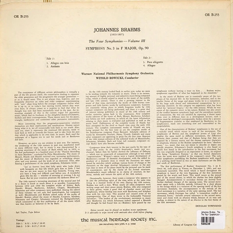 Johannes Brahms, Orkiestra Symfoniczna Filharmonii Narodowej, Witold Rowicki - The Four Symphonies-Volume 1 / Symphony No. 1 In C Minor