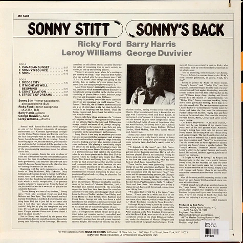 Sonny Stitt - Sonny's Back