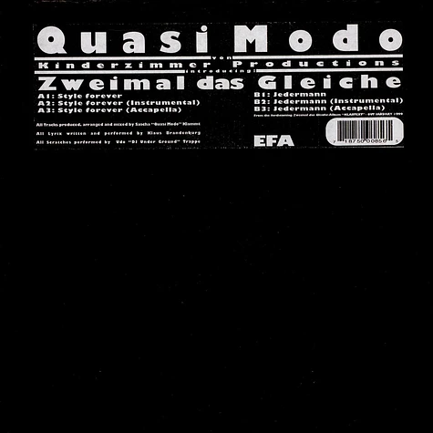 Quasi Modo Introducing Zweimal Das Gleiche - Style Forever / Jedermann