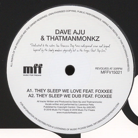 Dave Aju & Thatmanmonkz - They Sleep We Love Feat. Foxxee