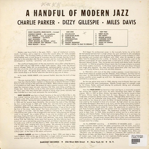 Charlie Parker • Dizzy Gillespie • Miles Davis - A Handful Of Modern Jazz