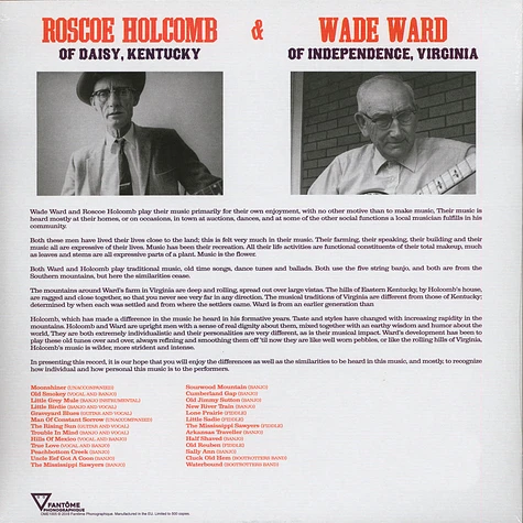 Roscoe Holcomb / Wade Ward - The Music Of Roscoe Holcomb & Wade Ward