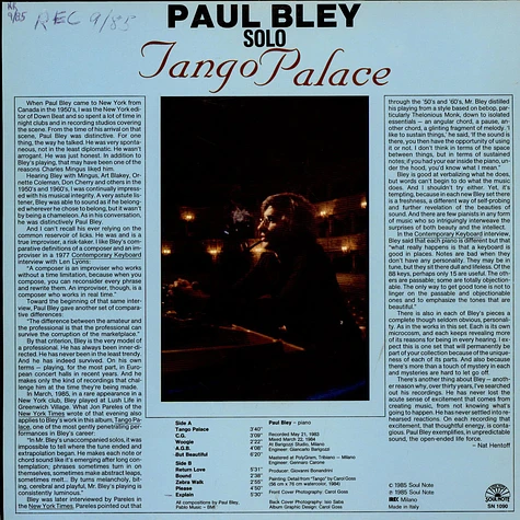 Paul Bley - Tango Palace