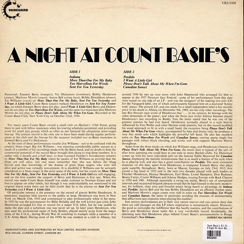 Count Basie's All Stars with Joe Williams - A Night At Count Basie's