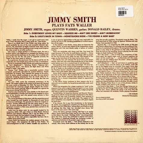 Jimmy Smith - Plays Fats Waller