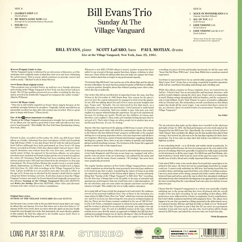 Bill Evans Trio - Sunday At The Village Vanguard Green Vinyl Edition