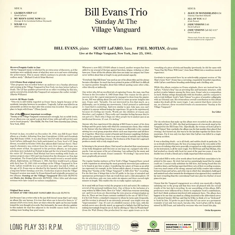 The Bill Evans Trio - Sunday At The Village Vanguard Green Vinyl Edition