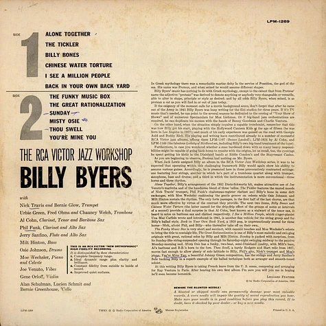 Billy Byers - The RCA Victor Jazz Workshop