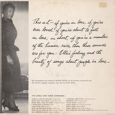 Ella Fitzgerald, Frank De Vol And His Orchestra - Like Someone In Love