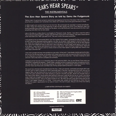 Damu The Fudgemunk - Ears Hear Spears Instrumentals Colored Vinyl Edition