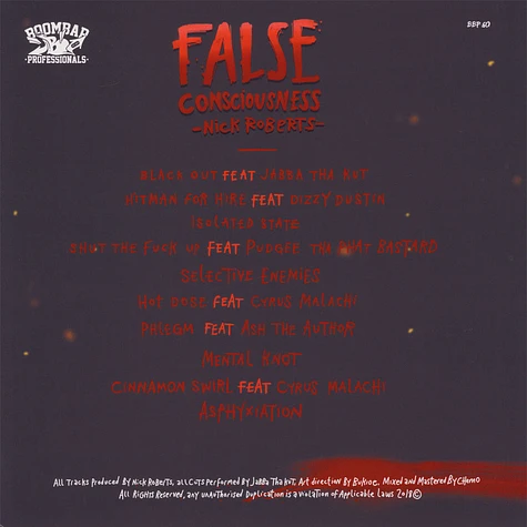 Nick Roberts - False Consciousness Oxblood Red Colored Vinyl Edition