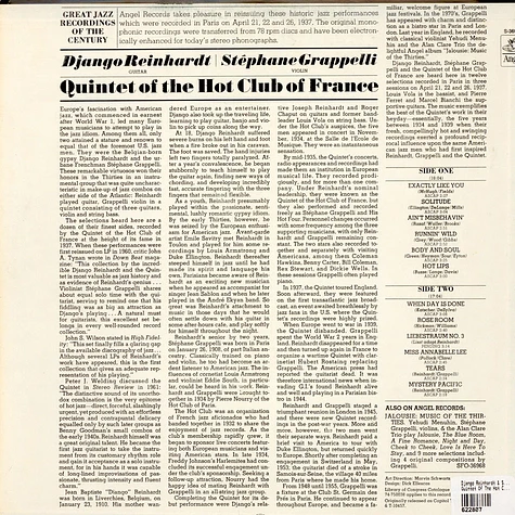 Django Reinhardt & Stephane Grappelli - Quintet Of The Hot Club Of France