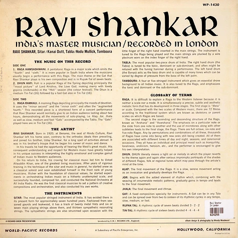 Ravi Shankar - India's Master Musician / Recorded In London
