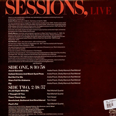André Previn, Shelly Manne And Red Mitchell - Sessions, Live