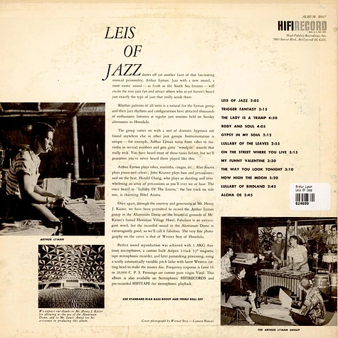 Arthur Lyman - Leis Of Jazz