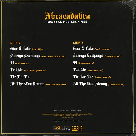 Maverick Montana & Finn - Abracadabra Gold & Black Splatter Vinyl Edition