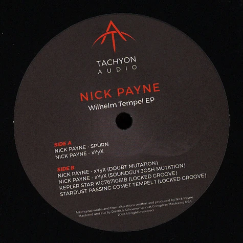 Nick Payne - Wilhelm Tempel EP