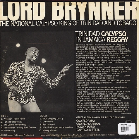 Lord Brynner - Trinidad Calypso In Jamaica Reggay