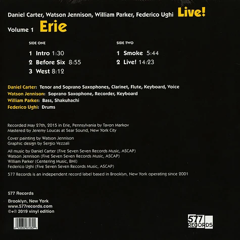 Daniel Carter, Jennison Watson, William Parker And Federico Ughi - Live Volume 1: Eerie