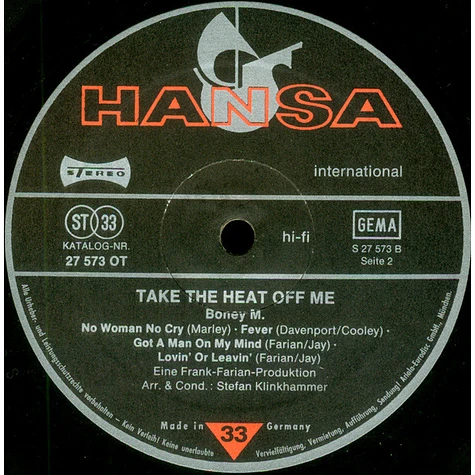 Boney M. - Take The Heat Off Me