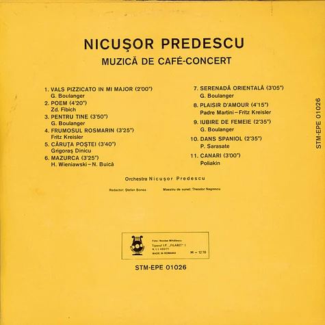 Nicusor Predescu - Muzică De Café Concert