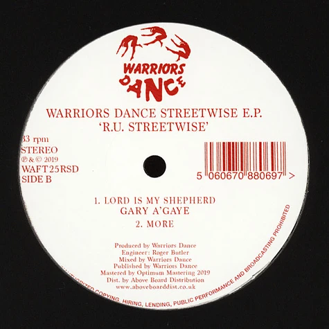 V.A. - Warriors Dance Ru Streetwise EP Jonny Rock Edit Record Store Day 2019 Edition