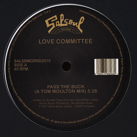 Love Committee - Pass The Buck Tom Moulton Mix & Joe Claussell Edit Record Store Day 2019 Edition