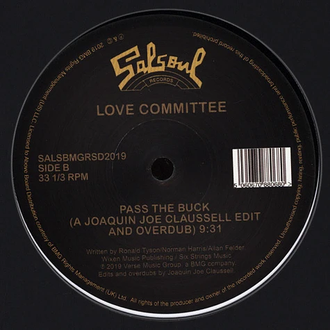 Love Committee - Pass The Buck Tom Moulton Mix & Joe Claussell Edit Record Store Day 2019 Edition