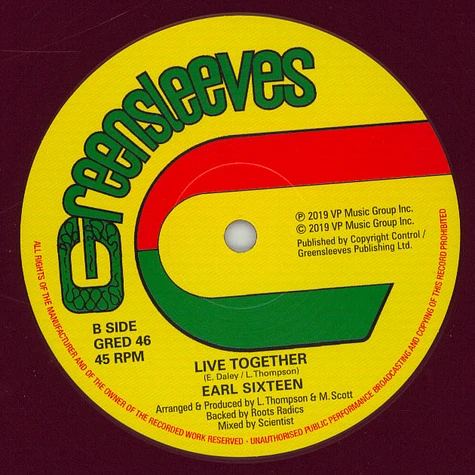 Freddie McKay / Earl Sixteen - Another Weekend / Live Together Record Store Day 2019 Edition