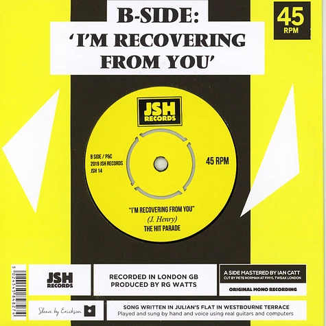 The Hit Parade - Joey's Girl / I'm Recovering From You Record Store Day 2019 Edition