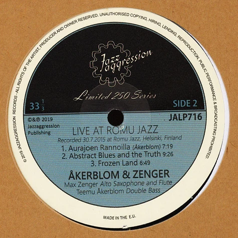 Akerblom & Zenge - Live At Romu Jazz